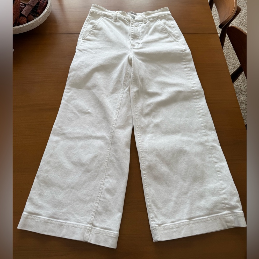Everlane White High Rise Wide-Leg Cropped‎ Pants